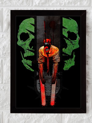Chainsaw man, anime, geek, nerd, quadro moldura 33x24cm