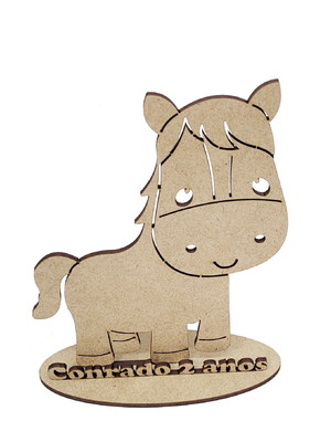 Kit 12 animais fazendinha c/ base mdf natural personalizado