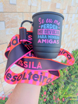 10 canecas de aluminio 500ml personalizadas com tirantes