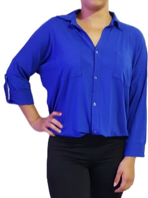 Blusa feminina em viscolycka, manga meia longa 3/4 tam único