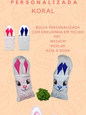 Bolsa personalizada de páscoa com orelhinha