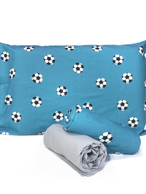 Jogo de cama solteiro bolas azul lençol de elástico cinza