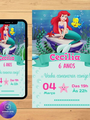 Convite digital a pequena sereia