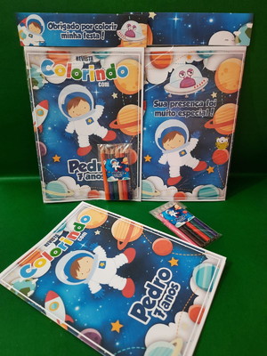 Kit colorir com lápis astronauta