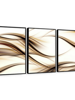 3 quadros decorativos abstrato dourado preto faixa molduras