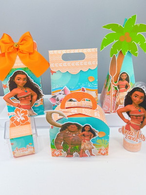 Kit de caixinhas personalizadas moana (60 itens)