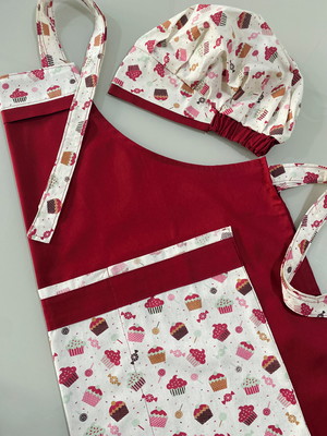 Kit avental e touca de cupcake