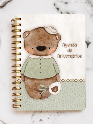 Agenda de aniversários urso de chapéu - madame surtô
