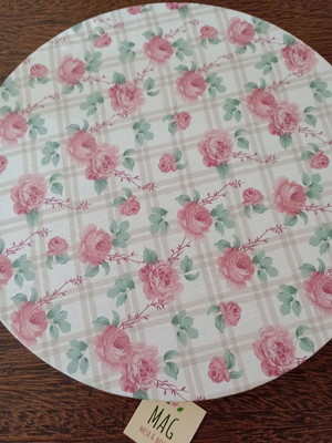 Kit capa de sousplat c/5 floral xadrez promoção