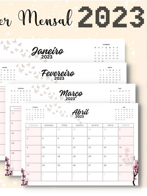 Planner mensal 2023 | rosa - arquivo digital