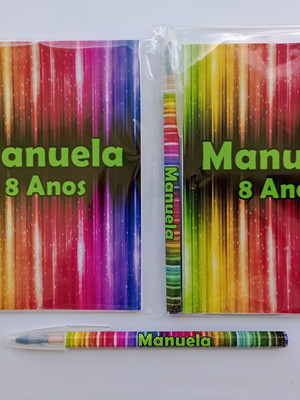Bloquinho com caneta neon