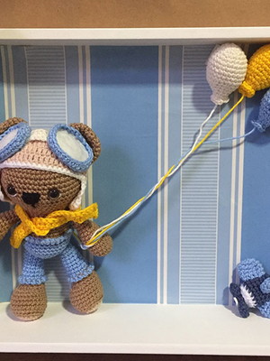 Enfeite quadro de maternidade urso aviador