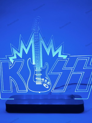 Abajur luminária de mesa em acrílico banda kiss guitarra