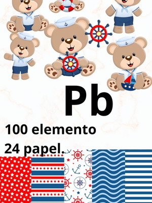 Kit digital ursinho marinheiro scrapbook-compre 1 leve 5