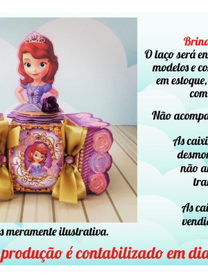 Caixa bala com laço no tema princesa sophia