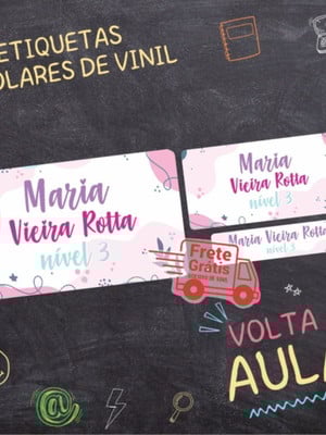 Etiqueta escolar simples vinil 130un frete grátis