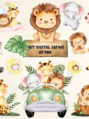 Kit digital safari aquarelado #1576#