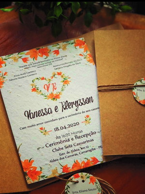 Convite em papel semente- envelope kraft