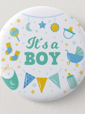 Boton broche chá revelação menino menina kit 50 un 3,5 cms