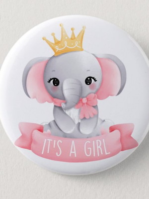 Boton broche chá revelação menino menina kit 50 un 3,5 cms