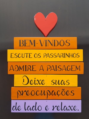 Placas de jardim com frases natureza bem-vindos, relaxe