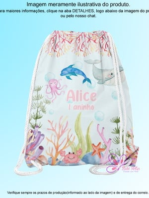 Mochilinha personalizada fundo do mar