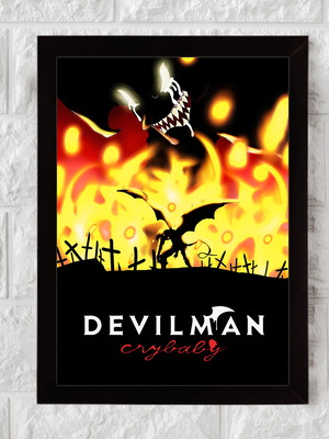 Devilman crybaby, mangá, nerd, quadro com moldura 33x24cm