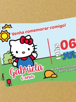Convite hello kitty 7x10 cm