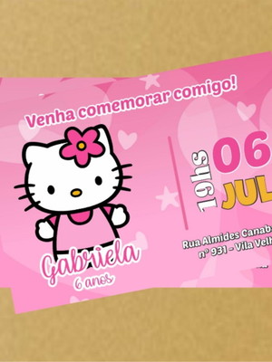 Convite hello kitty pink 7x10 cm
