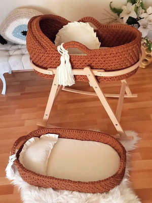 Kit berçinho cesto moisés de crochê/ trocador de fraldas