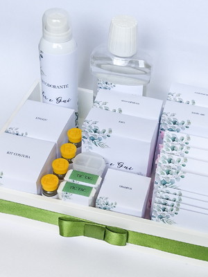 Kit toalete embalagens masculino e feminino com bandejas