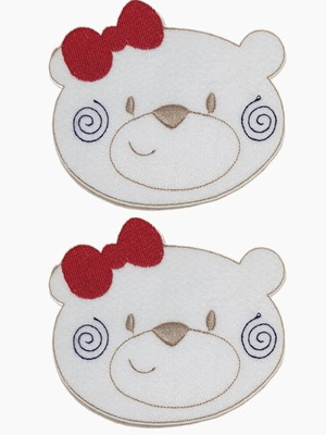 Ursinha laço patch aplique bordado termocolante - kit 2 pç