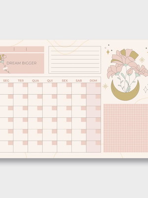 Planner mensal calendário flores diy