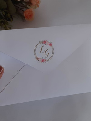 Envelope convite branc 16 x 23 com monograma ou arte impress