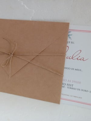 Convite casamento kraft e opalina telado