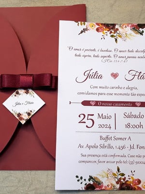 Convite de casamento marsala