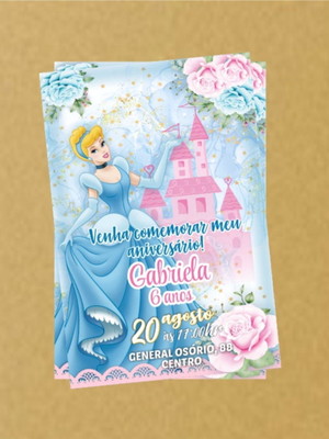 Convite cinderela 10x14 cm