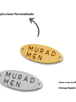 Etiqueta de metal oval personalizada a laser (23x10mm) 50und