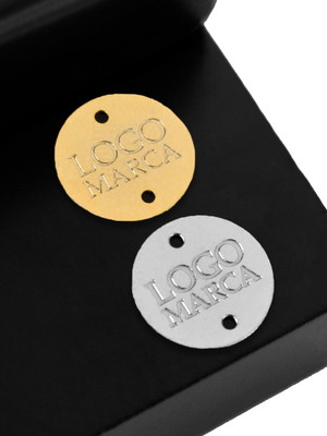 Etiqueta de metal personalizada com logo 1,5cm 100pç