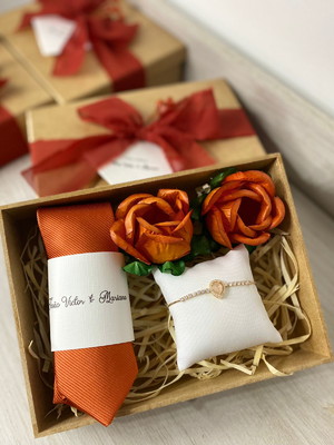 Kit padrinho de casamento terracota