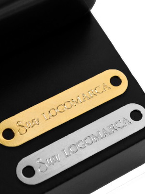 Etiqueta de metal personalizada retangular 2,5x0,5cm 200pç