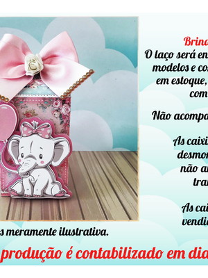 Caixa milk com laço no tema elefantinha