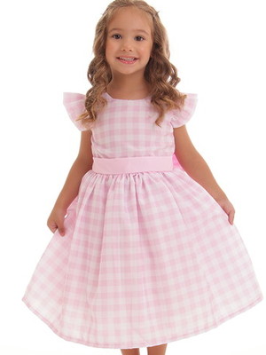 Vestido xadrez infantil rosa