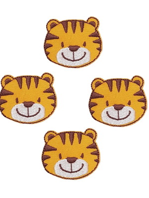 Tigre patch aplique bordado termocolante - kit 4 pç
