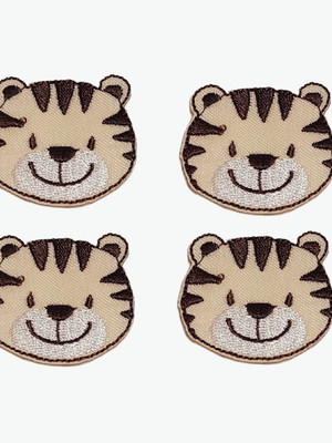 Tigre patch aplique bordado termocolante - kit 4 pç