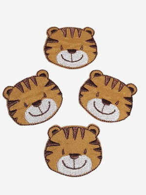 Tigre patch aplique bordado termocolante - kit 4 pç