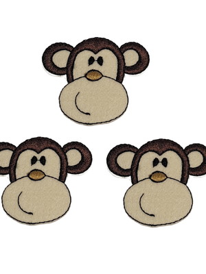 Macaco patch aplique bordado termocolante - kit 3 pç