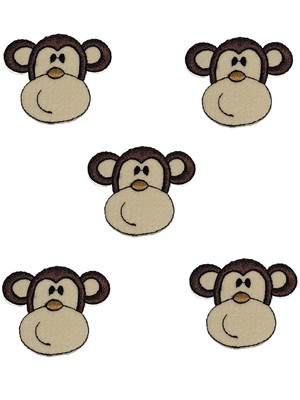 Macaco patch aplique bordado termocolante - kit 5 pç