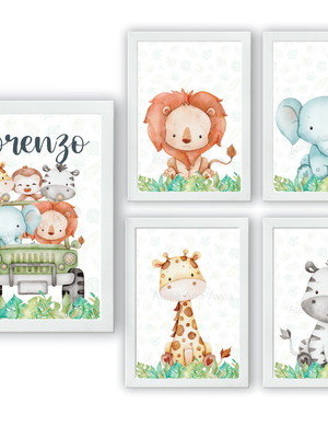Kit quadros infantis safari personalizado