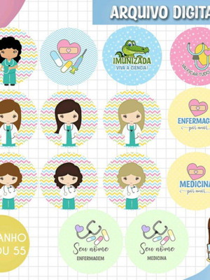 Kit digital button medicina e enfermagem